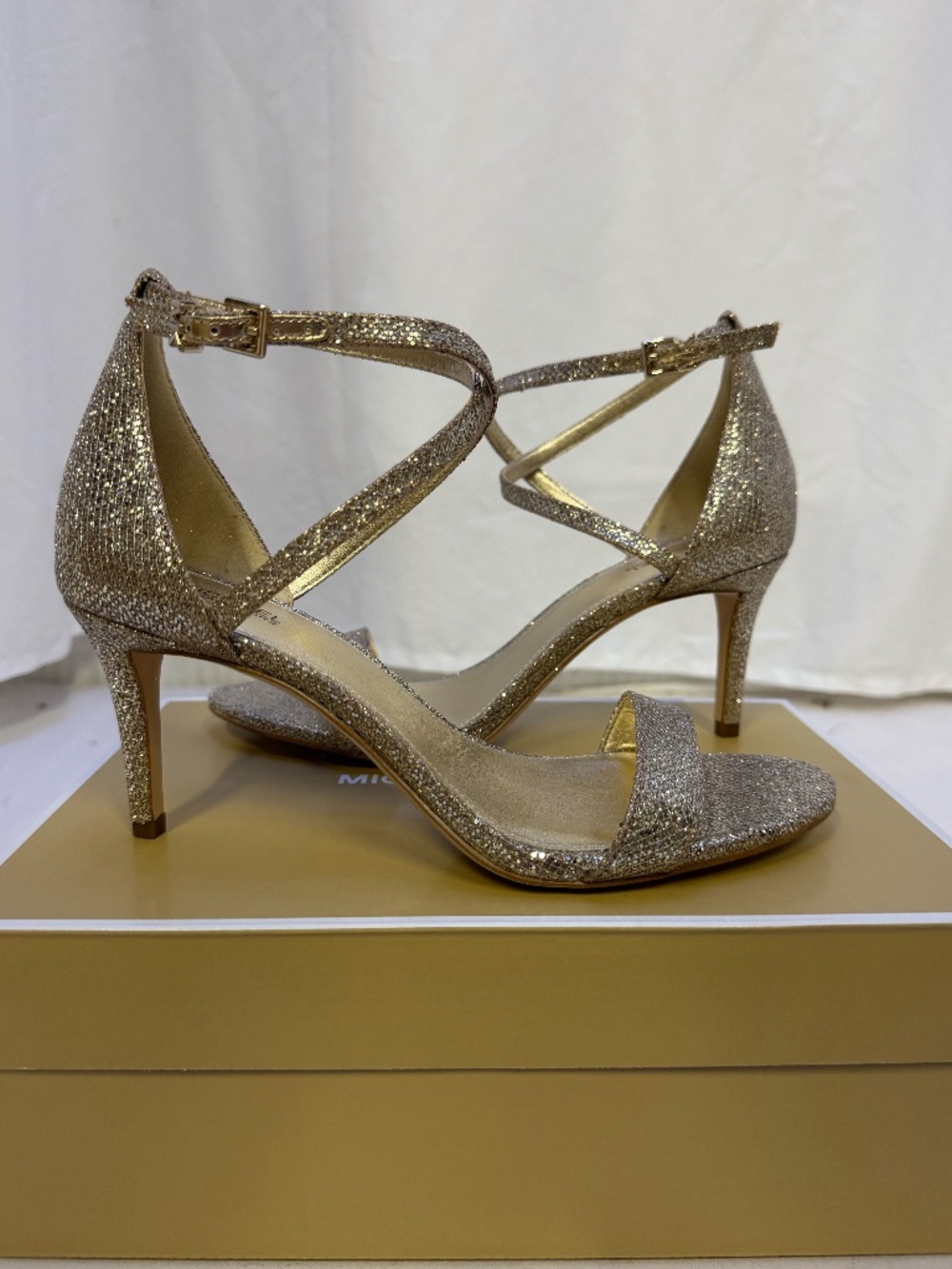 Michael Kors Ava Mid Sandal Glitter Mesh Heels, Sizes 6 & 8